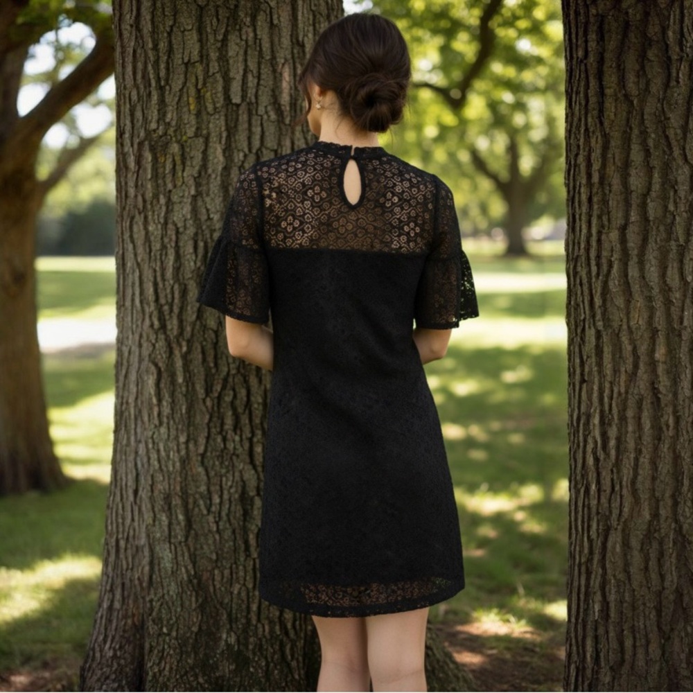 Nightcap Black Sheath Mini Dress with Flutter Sleeves by Anthropologie - Picture 5 of 12